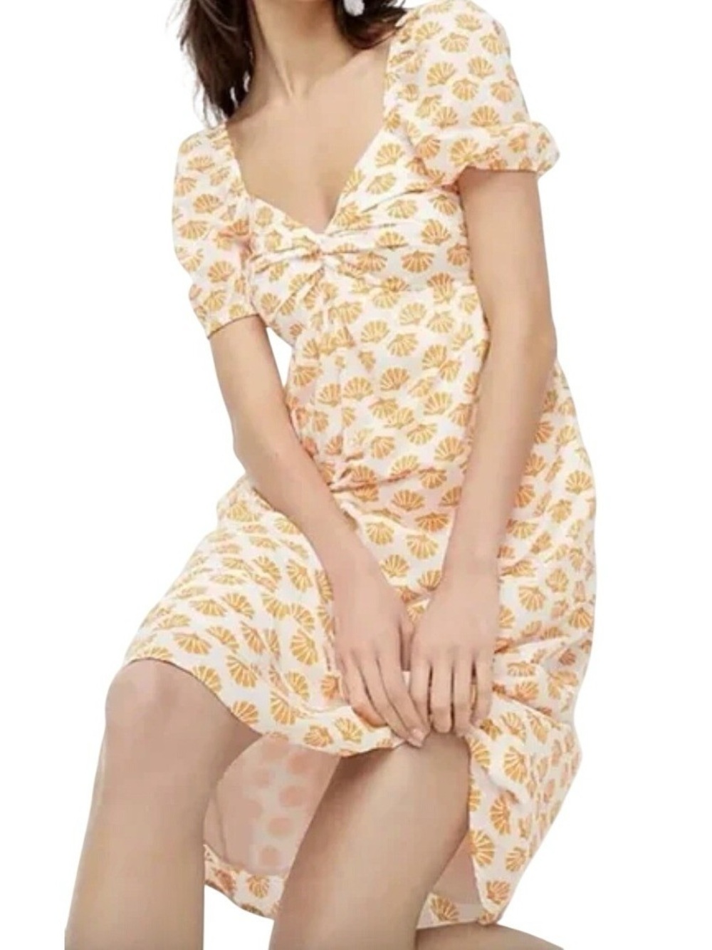 J.Crew Puff-sleeve twist-front midi dress